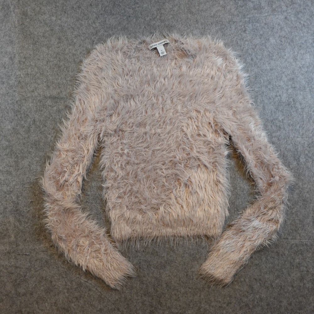 Autumn Cashmere Sweater Women Extra Small Pink Fuzzy‎ Eyelash Knit Crewneck